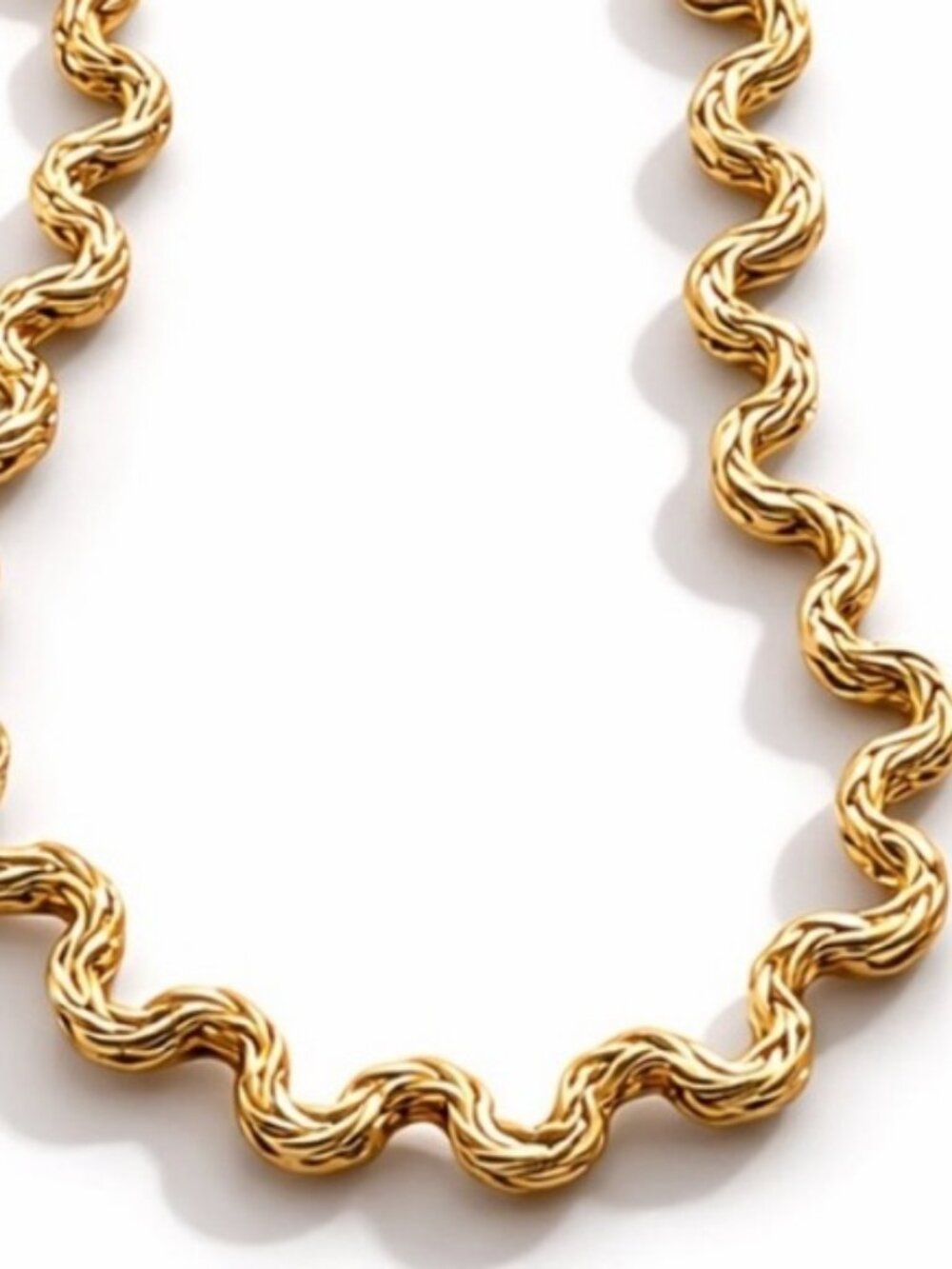 New! Gold Wave Winding Channel Chain Necklace NWOT (3048)